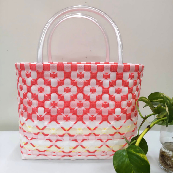 可愛プラカゴ お出かけに、お買い物に エコバッグ！PPバンド かご