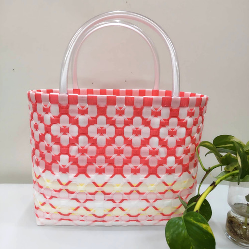 可愛プラカゴ お出かけに、お買い物に エコバッグ！PPバンド かご