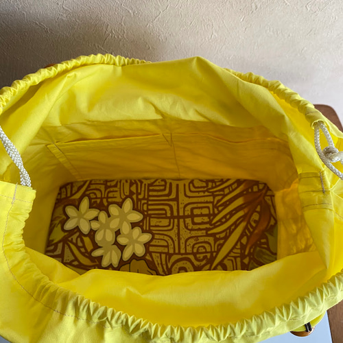 レモンイエローのかごバッグ【四つ目崩し編み】 かごバッグ うみのて