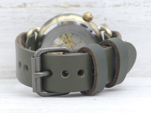 "倭ノ刻手巻二" 旧漢数字(大字)インデックス 手巻きBrass38mm 手作り腕時計 [BHW149] 8枚目の画像