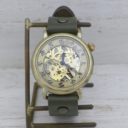 "倭ノ刻手巻二" 旧漢数字(大字)インデックス 手巻きBrass38mm 手作り腕時計 [BHW149] 4枚目の画像