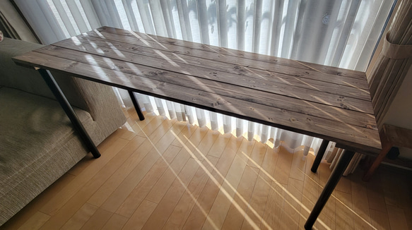 【オーダーメイド】テーブル二脚セット　ウォールナットワックス塗装 4枚目の画像