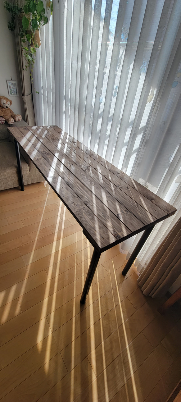 【オーダーメイド】テーブル二脚セット　ウォールナットワックス塗装 1枚目の画像