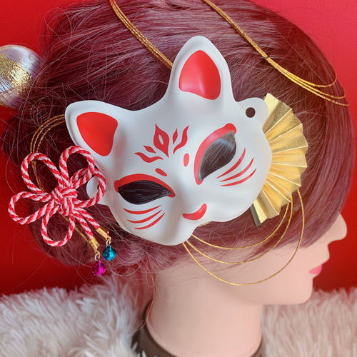 【りたん様】専用　オーダー髪飾り 人気☆きつね☆ミニお面☆お祭り髪飾り☆成人式☆御神輿☆だんじり祭り