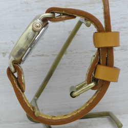 《Wanotaki手纏先》舊中國數字（大字）索引手工上鍊黃銅34毫米縫線皮帶手工腕錶 [BHW148] 第7張的照片