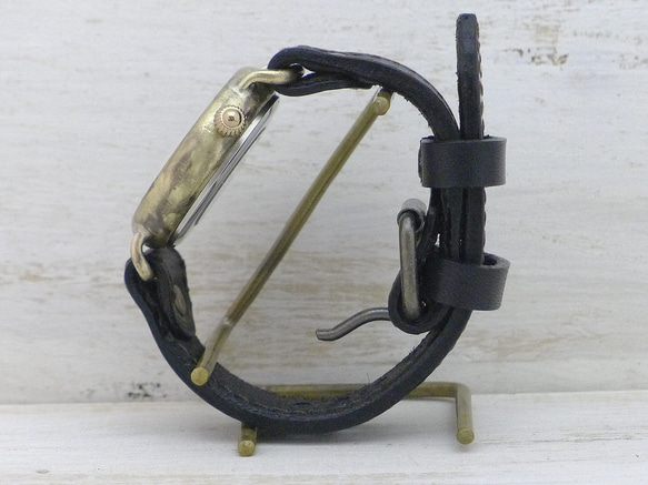 《Wanotori手繞2》舊中國數字（大字）索引手工上弦黃銅38毫米縫線皮帶手工腕錶 [BHW149] 第7張的照片