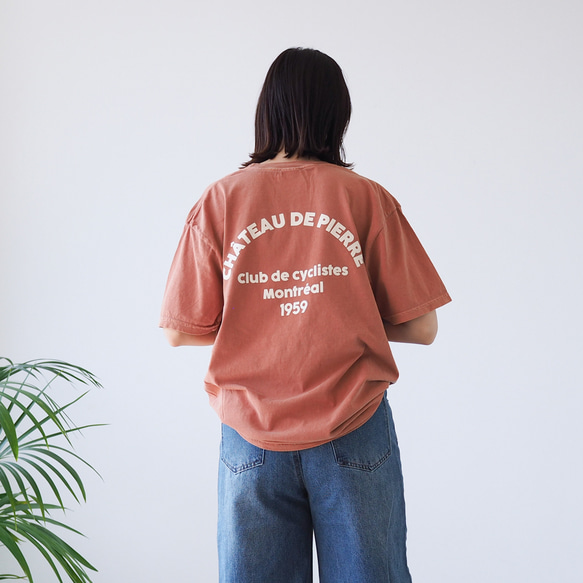 ユニセックス】くすみカラーロゴTシャツ オレンジ(半袖) Tシャツ