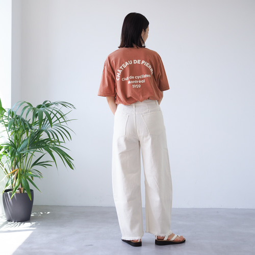 ♡COLLAGE 半袖Tシャツ 新作 クリーム色 スクエアプリントTシャツ／square print T 半袖 クルーネック