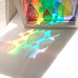 ステンドグラス風  虹色ポップな雨雫 ✧ ガラス絵 原画 5枚目の画像