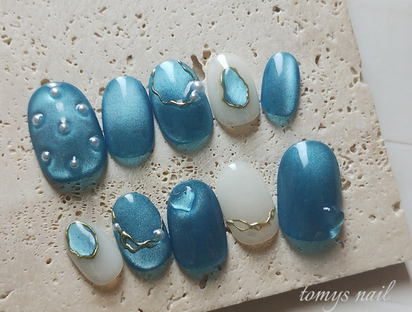 ネイルチップ マグネット/夏/ブルー/海/ハート/ガーリー ネイルチップ