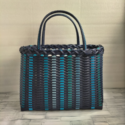 大きめかごバッグ モスグリーン x ミルクホワイト 《クラフトバンド