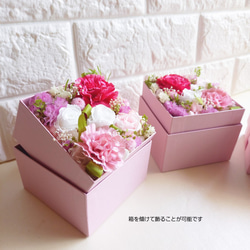 ★アロマ付き♡プリザ薔薇入り「Box Arrangement -rose-」mini・ピンク系 4枚目の画像