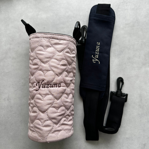 水筒　肩紐カバー☆キルティング生地 簡単な水筒肩紐カバーの作り方【キルティング生地】手縫いでも作れる