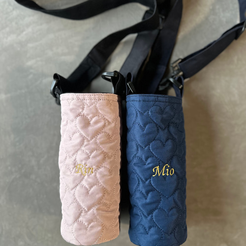 Nerori Rose》ハートキルティング 水筒カバー 【肩紐カバー付きも可能