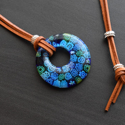 ☆新品☆ベネチアンガラス・カラフル花模様ペンダント ベネチアンガラス トップ （マルチカラー） ムリーネ ネックレス