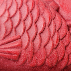 本革ロロマレザー 赤い彗星 シャアたい焼き ファスナー縫い糸ブラックバージョン 6枚目の画像