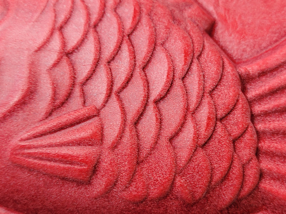 本革ロロマレザー 赤い彗星 シャアたい焼き ファスナー縫い糸ブラックバージョン 6枚目の画像