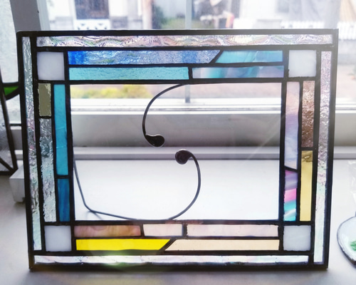 ステンドグラス製 いろいろガラスの フォトフレーム(縦横両用) フォト