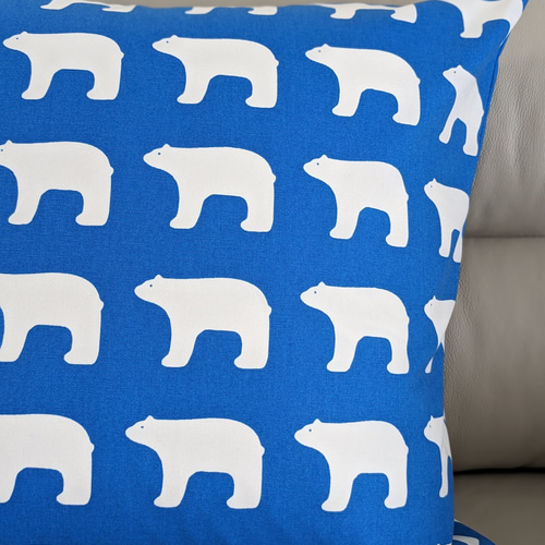 クッションカバー 北欧 キッピス シロクマ ブルー クッション