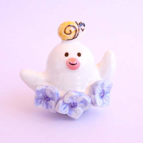 受注制作☆梅雨☆虹と紫陽花とカタツムリと猫の置物☆動物の変更