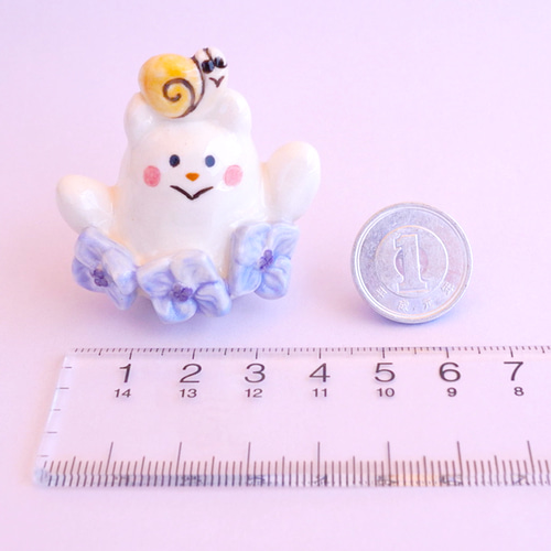 受注制作☆梅雨☆虹と紫陽花とカタツムリと猫の置物☆動物の変更