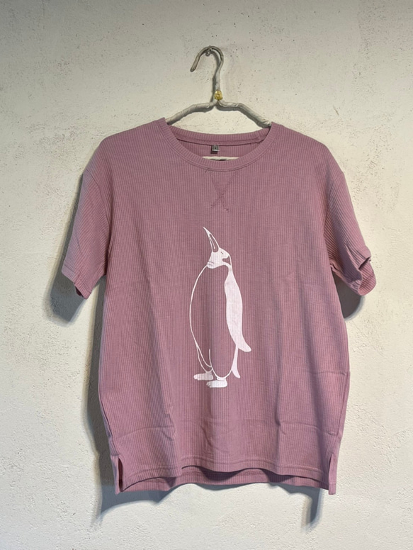 ペンギン柄レディースワッフルTシャツ【S～L】 1枚目の画像