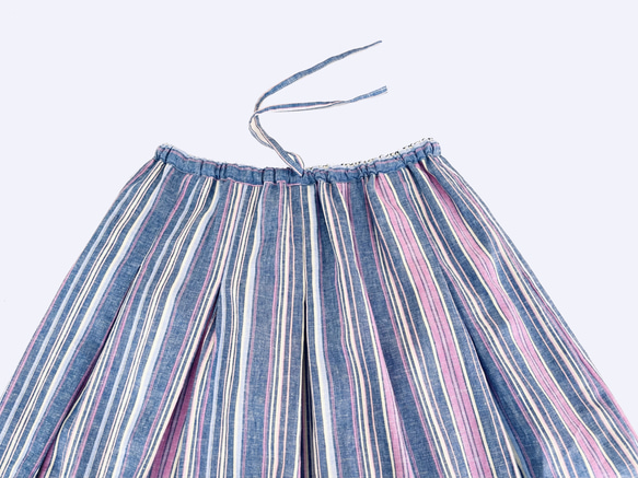 ロングプリーツスカート　* Cotton Linen Candy stripe * 9枚目の画像
