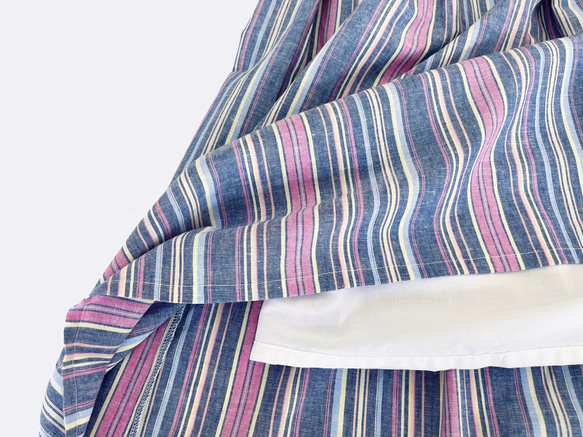 ロングプリーツスカート　* Cotton Linen Candy stripe * 10枚目の画像