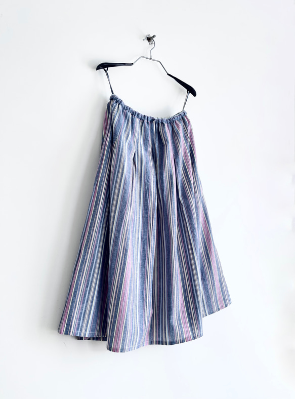 ロングプリーツスカート　* Cotton Linen Candy stripe * 8枚目の画像