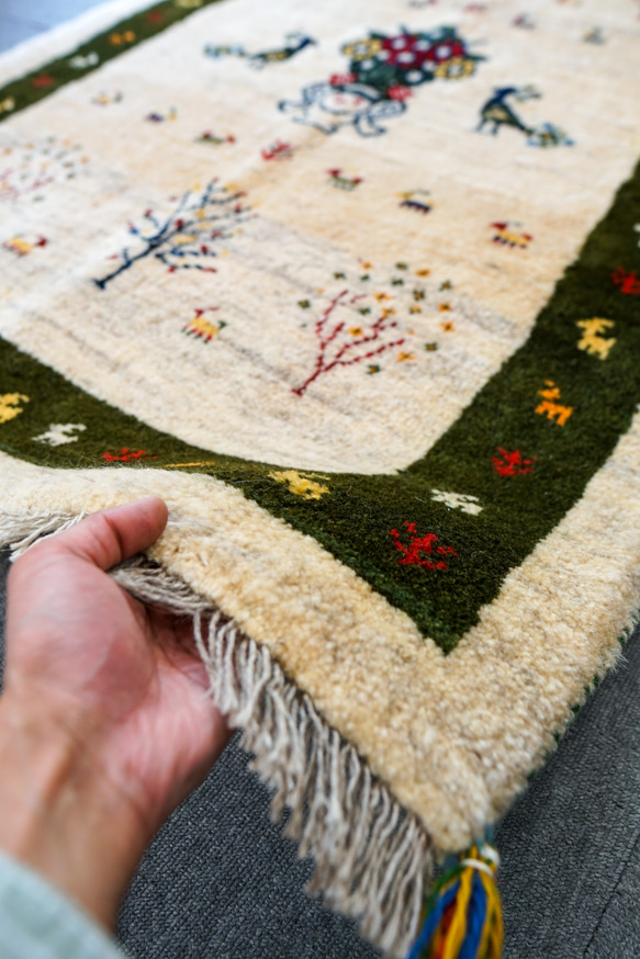150×100cm 【手織り ペルシャ絨毯 ギャッベ】ギャベ 手織り絨毯 3枚目の画像