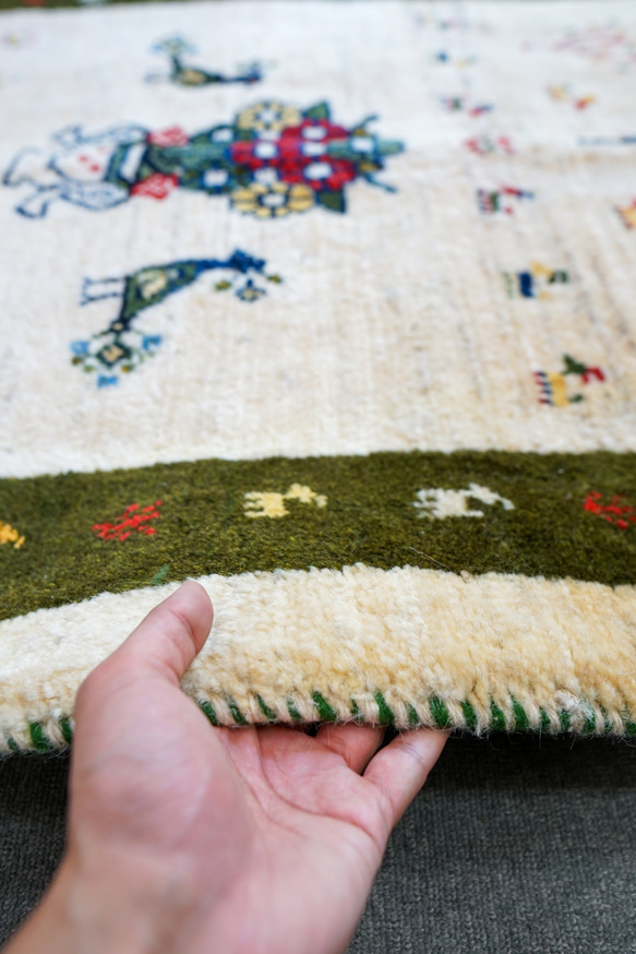 150×100cm 【手織り ペルシャ絨毯 ギャッベ】ギャベ 手織り絨毯 9枚目の画像