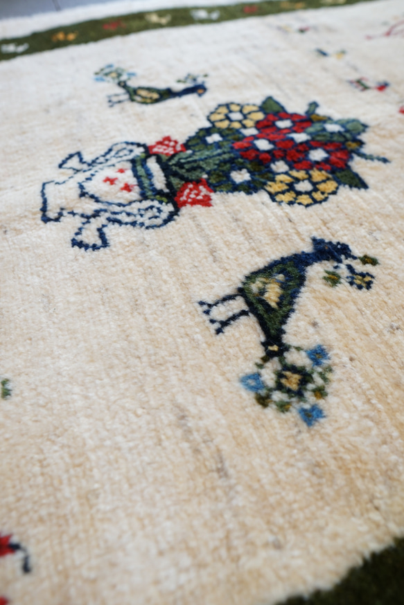150×100cm 【手織り ペルシャ絨毯 ギャッベ】ギャベ 手織り絨毯 8枚目の画像