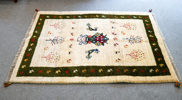 150×100cm 【手織り ペルシャ絨毯 ギャッベ】ギャベ 手織り絨毯 2枚目の画像