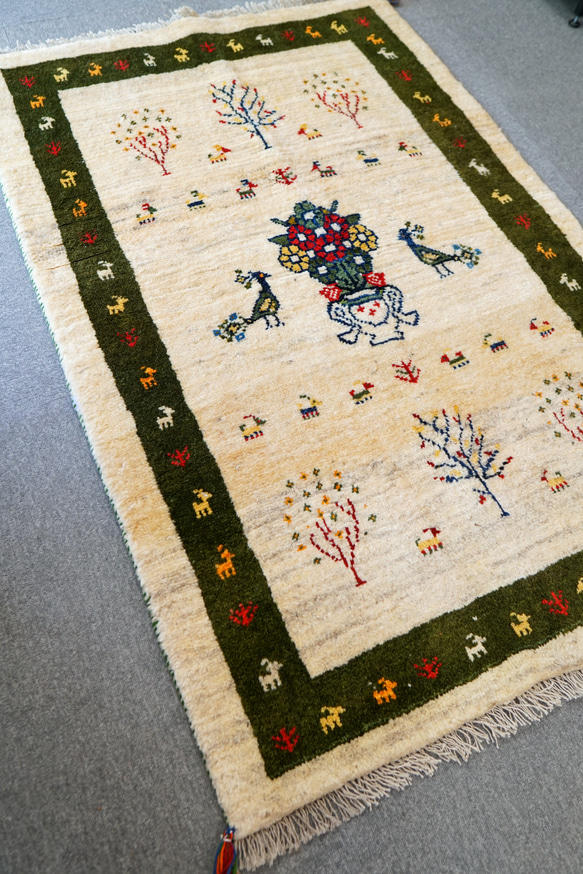 150×100cm 【手織り ペルシャ絨毯 ギャッベ】ギャベ 手織り絨毯 4枚目の画像