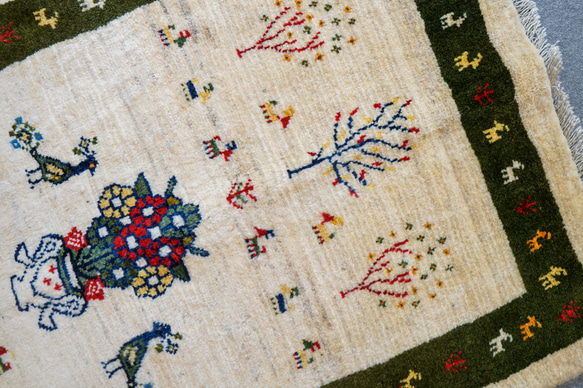 150×100cm 【手織り ペルシャ絨毯 ギャッベ】ギャベ 手織り絨毯 5枚目の画像