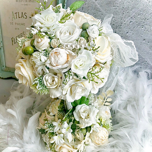 ミッチー❣️forest weddgingホワイト調ローズトピアリー公触媒 forest weddging』ホワイト調ローズトピアリー/公触媒加工/1点