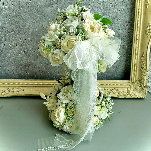 ミッチー❣️forest weddgingホワイト調ローズトピアリー公触媒 forest weddging』ホワイト調ローズトピアリー/公触媒加工/1点