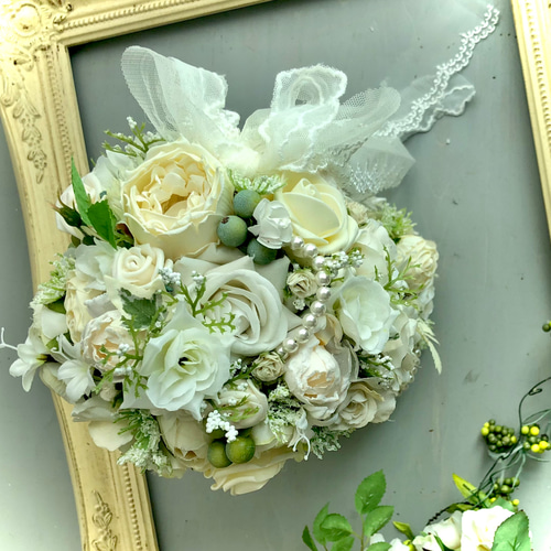 ミッチー❣️forest weddgingホワイト調ローズトピアリー公触媒 forest weddging』ホワイト調ローズトピアリー/公触媒加工/1点
