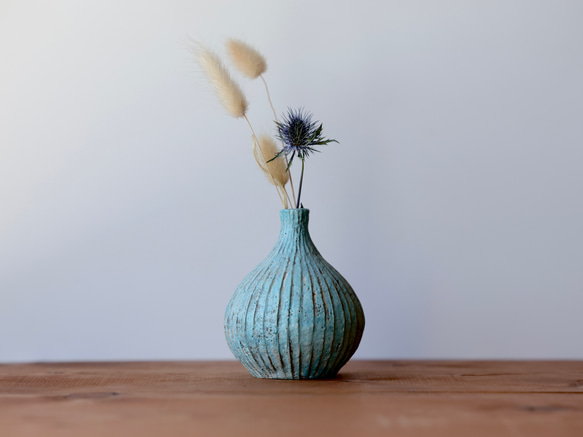 彩泥一輪挿し　ブルー 1枚目の画像