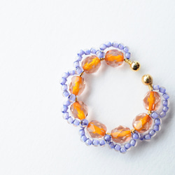 ＜Rollo～イロヅクビジュー～＞イヤーカフ『 Tangerine × Lavender 』 1枚目の画像