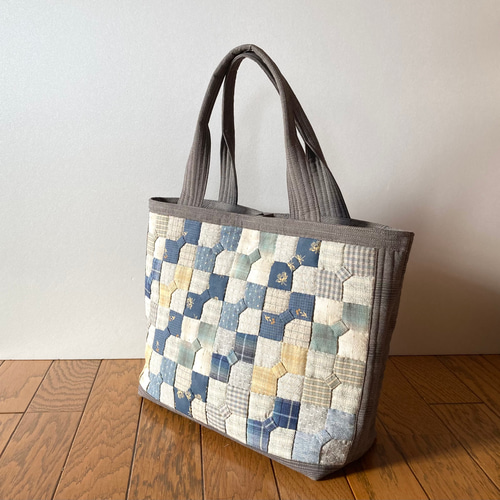 大型 ボータイのパッチワークキルトバッグ No.187 トートバッグ