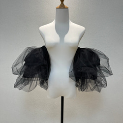 激売れ人気商品　黒い/白い　ボリューム　水玉　ふんわりチュール　上品　高級感溢れる　ウェディングドレス　取り外し可能挙式 1枚目の画像