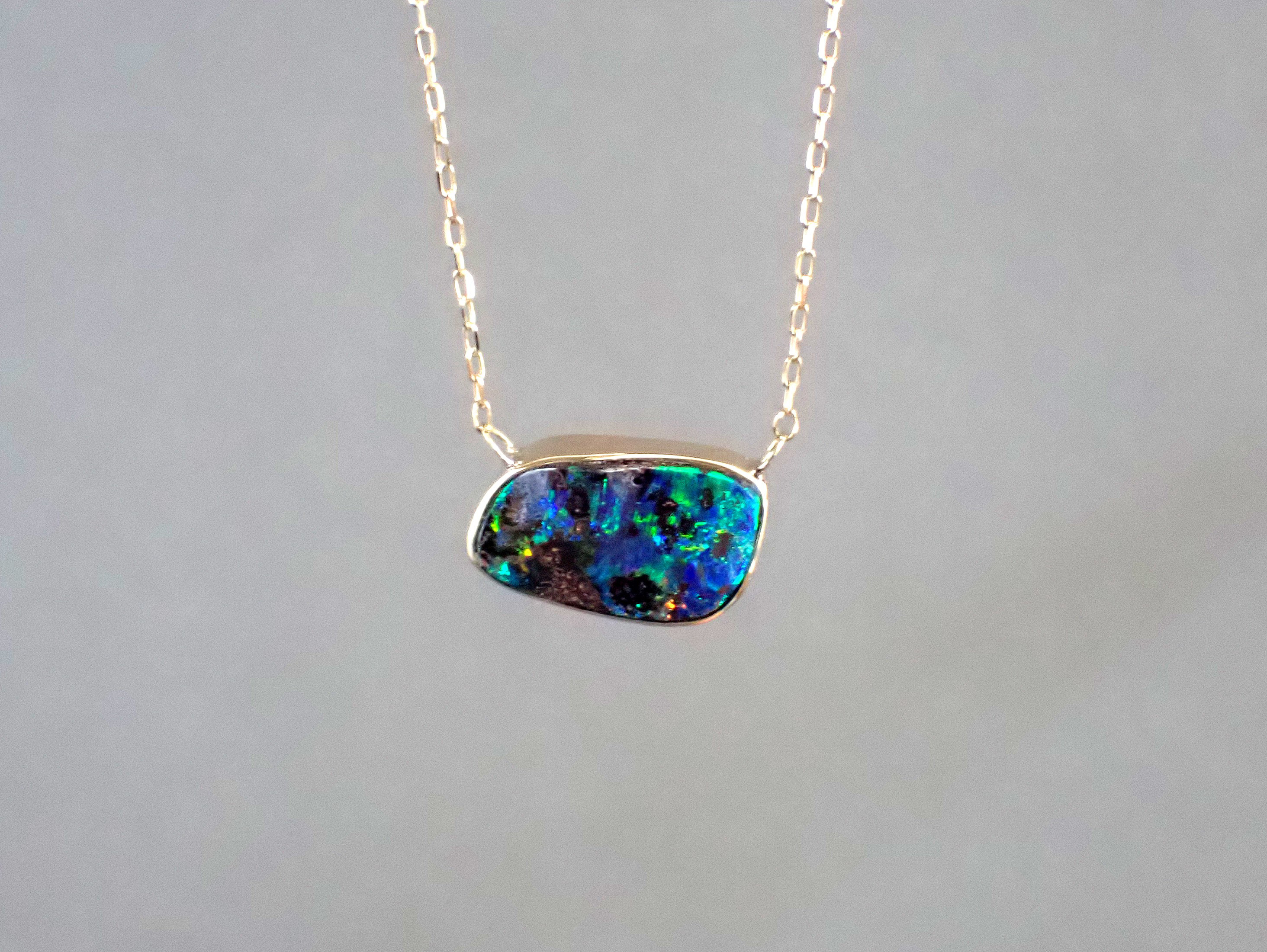 K18 ボルダーオパール シンプルネックレス