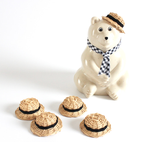 しろくま貯金箱　麦わら帽子　2点セット しろくま貯金箱小物＊3色展開＊ひまわり麦わら帽子セット その他置物