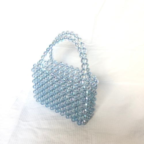 ビーズバッグ【mermaid】: light blue（AB加工）ハンドバッグ 水色