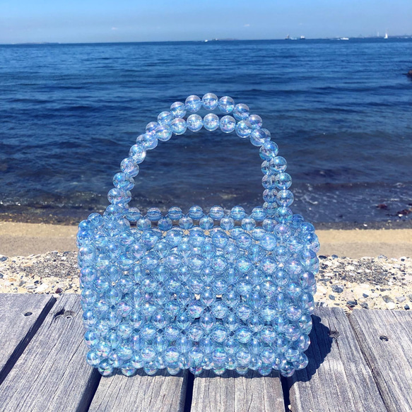 ビーズバッグ【mermaid】: light blue（AB加工）ハンドバッグ