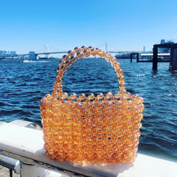 ビーズバッグ【mermaid】: lilac（AB加工）ハンドバッグ うす紫色 大玉