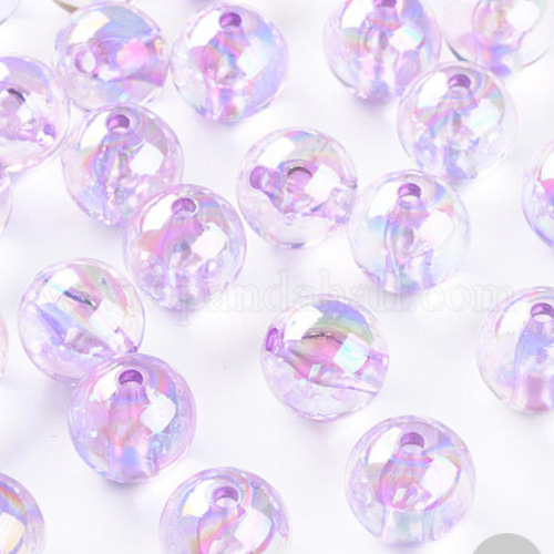 ビーズバッグ【mermaid】: lilac（AB加工）ハンドバッグ うす