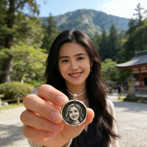 子ども写真から作る】純銀SV999似顔絵ペンダント｜七五三・誕生日・名