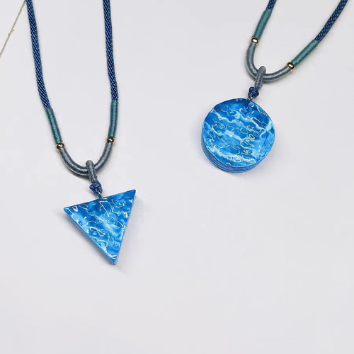 オーダーページ(レジンハンドメイドネックレス) ウッドレジンネックレス サーフボード 波 ブルー 青 海 サーフィン